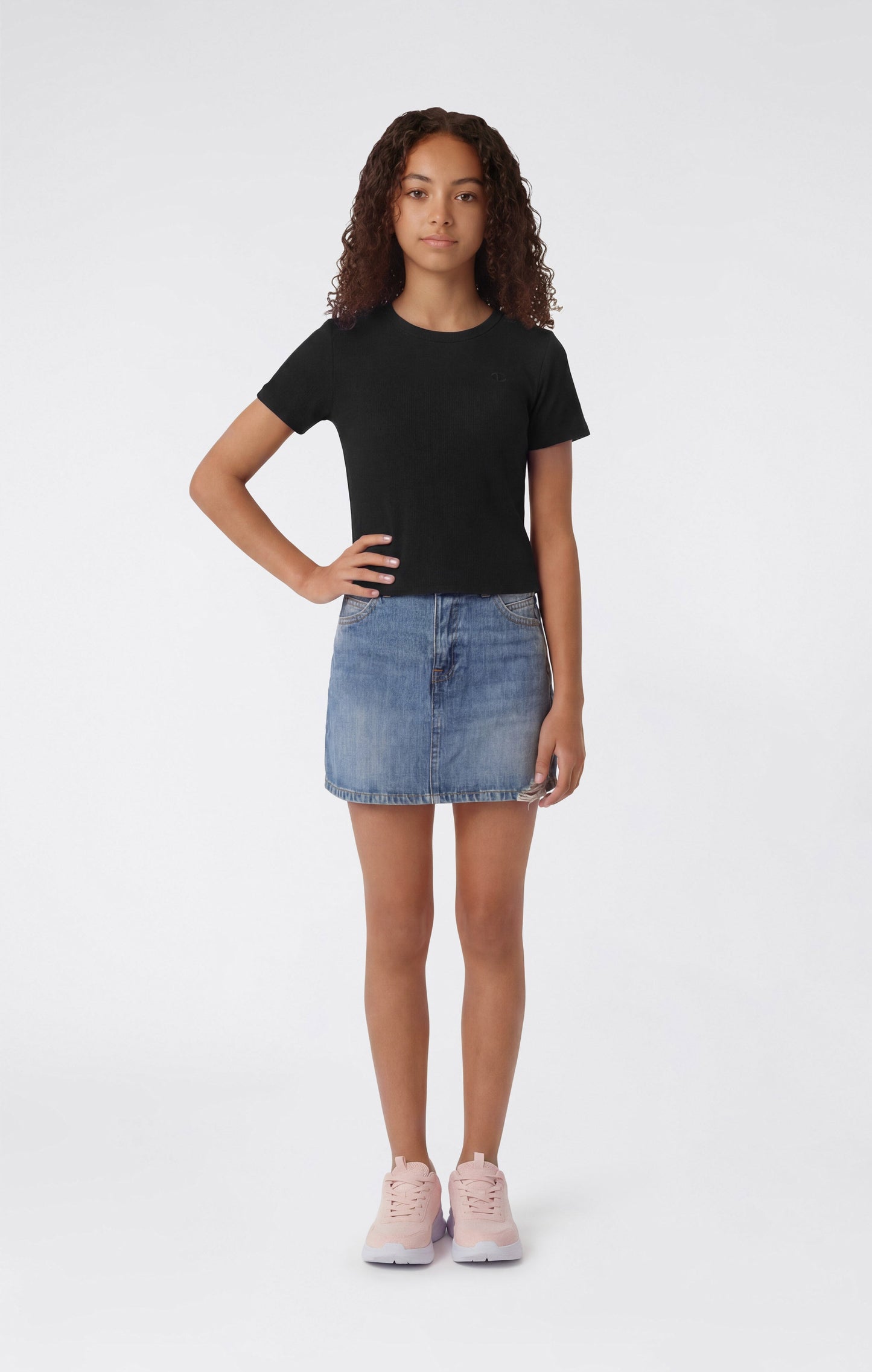 Girls' Stretch Rib Crewneck T-Shirt Icons