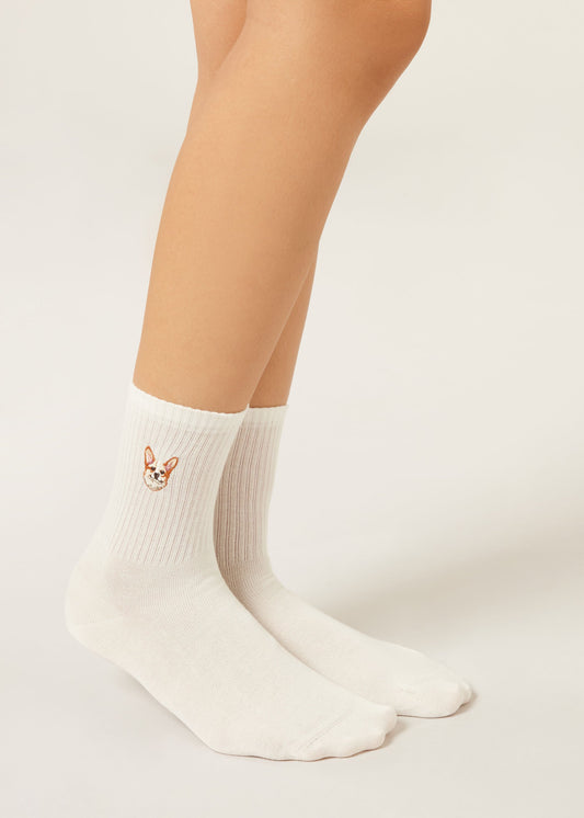 Dogs Embroidered Socks