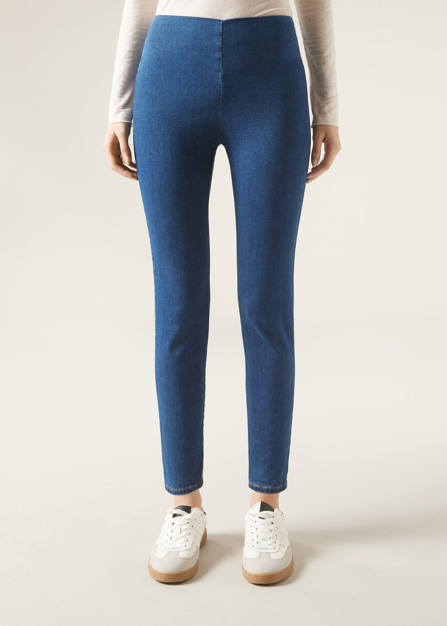 High-Waist Skinny Denim Leggings