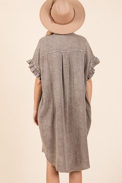 Mittoshop Mineral-Wash-Baumwollgaze-Mini-Hemdkleid