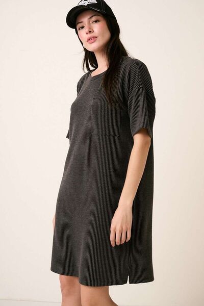 Mittoshop Urban Rippstrick Kurzarm-T-Shirt-Kleid