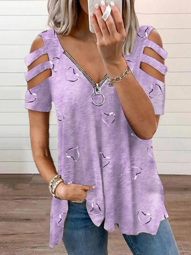 Lässiges lockeres T-Shirt mit geometrischem Muster