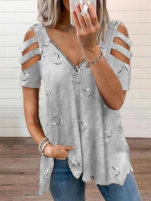 Lässiges lockeres T-Shirt mit geometrischem Muster
