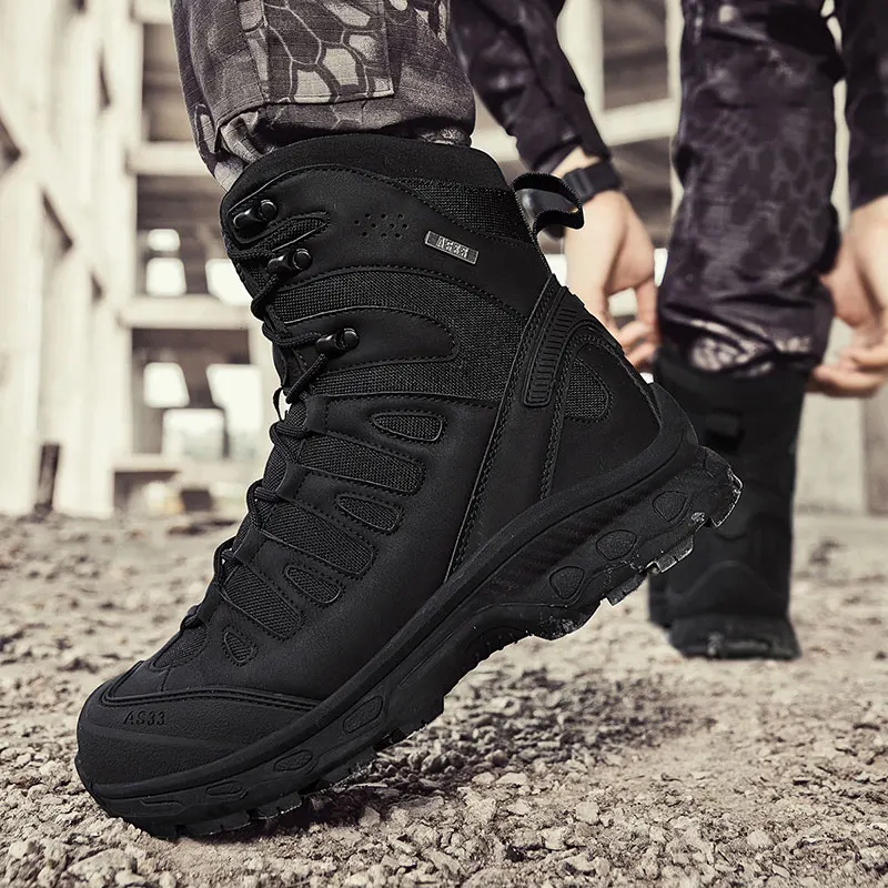 Militärische taktische Herren-Arbeitsstiefel, wasserdicht, rutschfest, pannensicher, knöchelhoch, Anti-Verstauchung