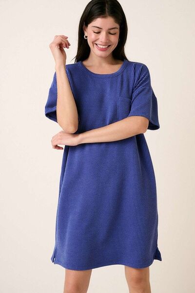 Mittoshop Urban Rippstrick Kurzarm-T-Shirt-Kleid