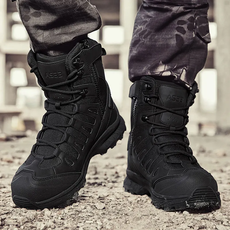 Militärische taktische Herren-Arbeitsstiefel, wasserdicht, rutschfest, pannensicher, knöchelhoch, Anti-Verstauchung