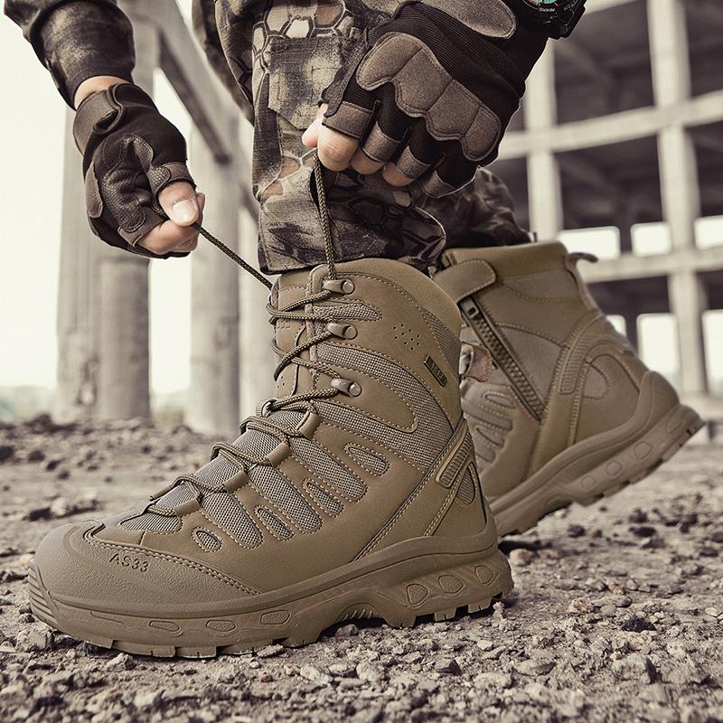 Militärische taktische Herren-Arbeitsstiefel, wasserdicht, rutschfest, pannensicher, knöchelhoch, Anti-Verstauchung