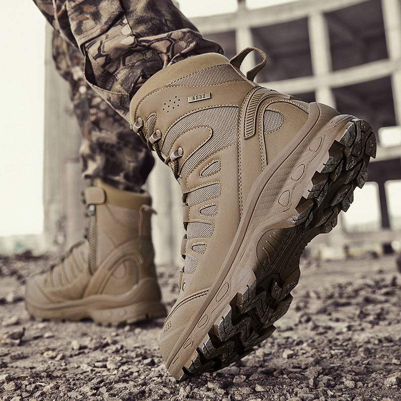 Militärische taktische Herren-Arbeitsstiefel, wasserdicht, rutschfest, pannensicher, knöchelhoch, Anti-Verstauchung