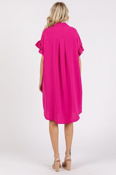 Mittoshop Hemdkleid mit Rüschenärmeln und Taschen