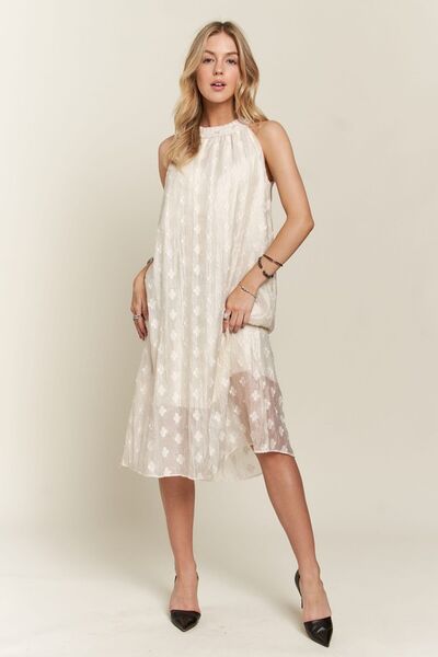 ADORA Applique Perlen Detail Midikleid mit griechischem Ausschnitt