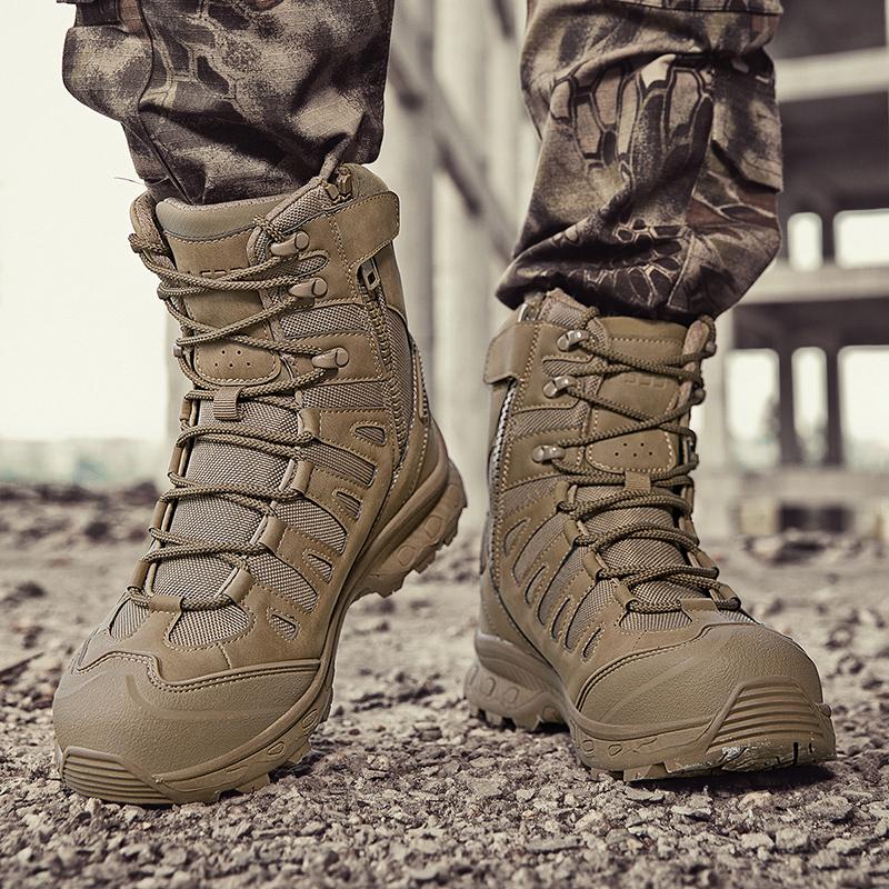 Militärische taktische Herren-Arbeitsstiefel, wasserdicht, rutschfest, pannensicher, knöchelhoch, Anti-Verstauchung